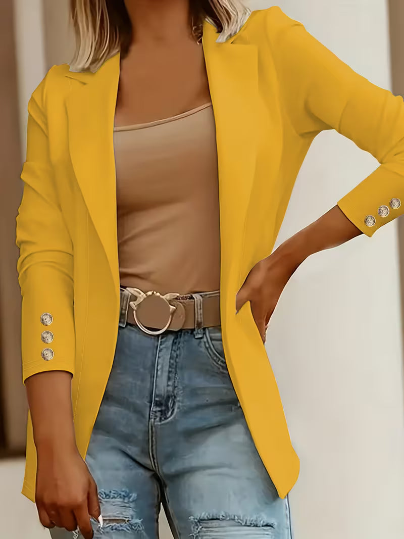 Tatjanita - Long sleeve Decorative Button Blazer