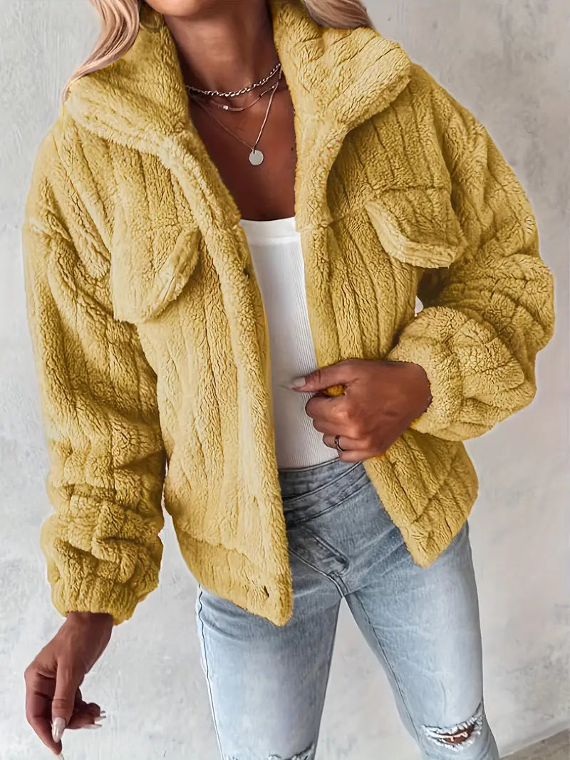 Narin - Casual Teddy Jacket With Faux Pocket