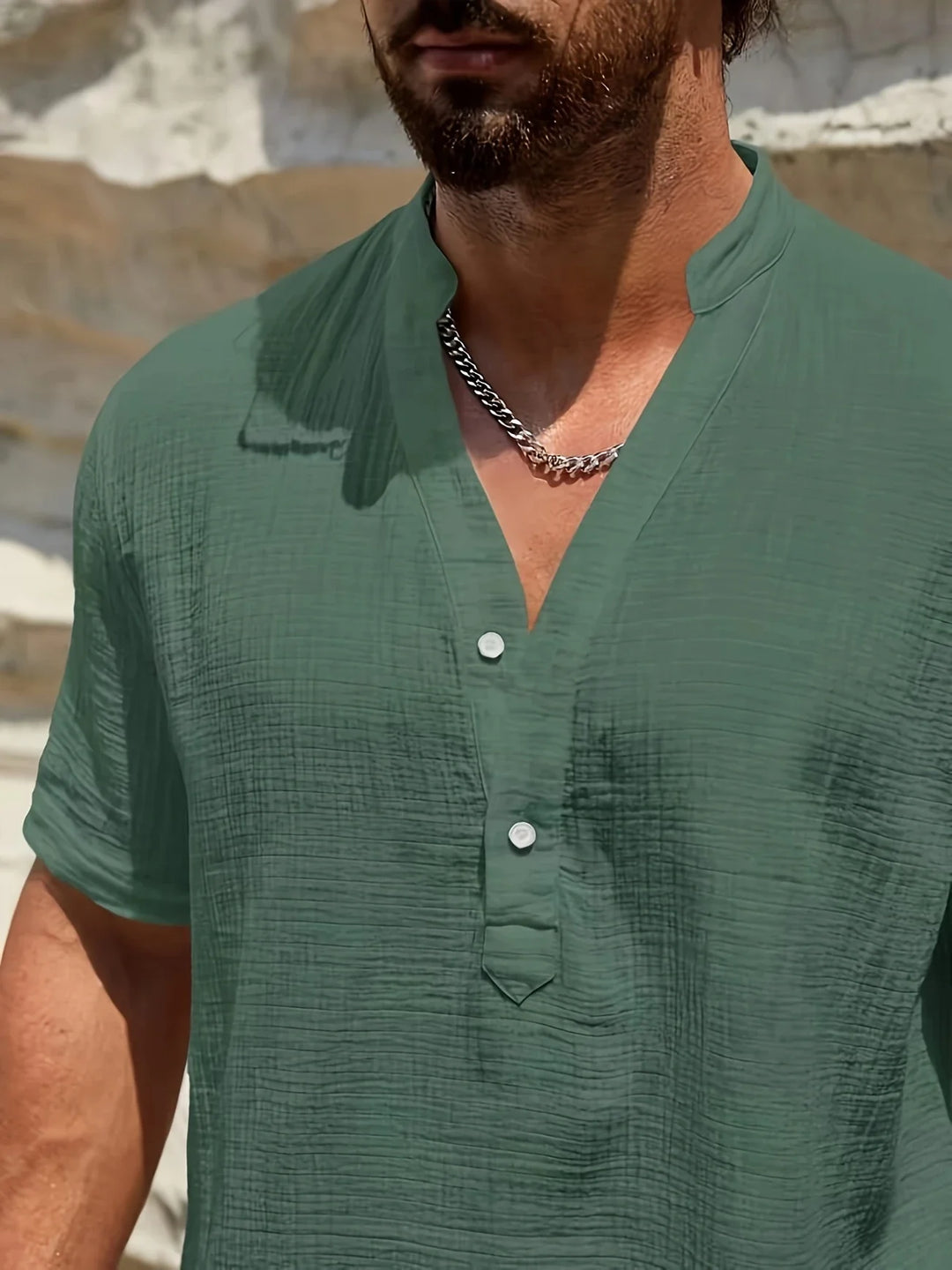 Sancho - Elegant Summer Shirt With Stand Collar