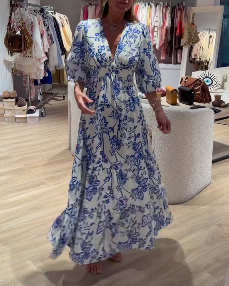 Lyssia - Elegant Long Dress With Floral Pattern