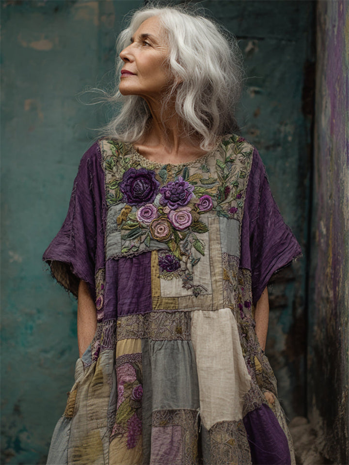 Ridika - Breathable Round Neck Floral Dress