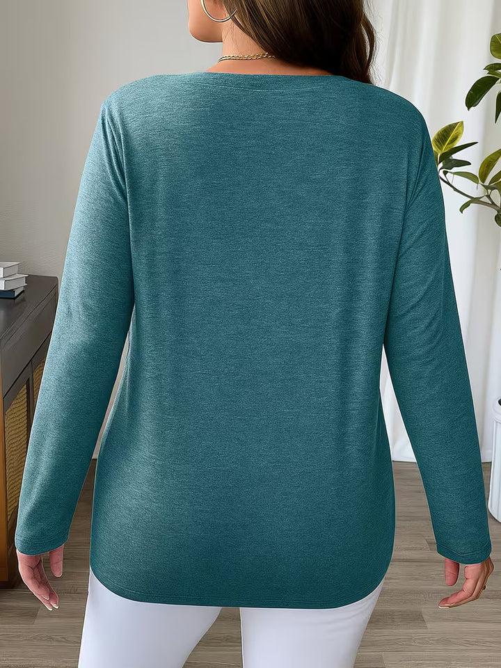 Oihana - Crisscross V-Neck Long Sleeve Top