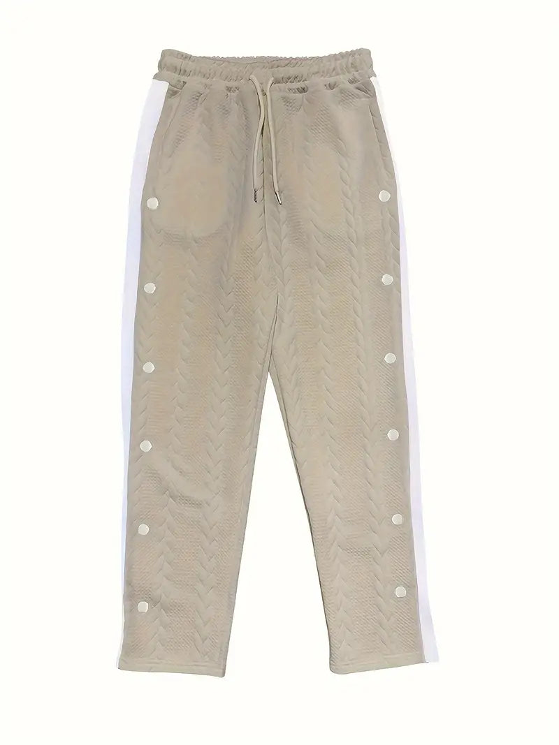 Jonass - Knitted Wide-Leg Trousers with Side Buttons