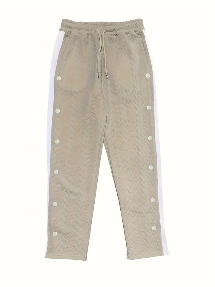Jonass - Knitted Wide-Leg Trousers with Side Buttons