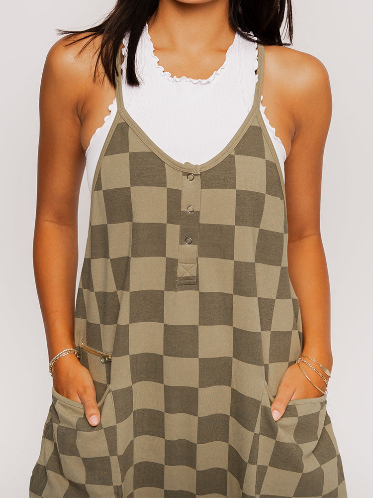 Arija - Oversized Checkred Jumpsuit