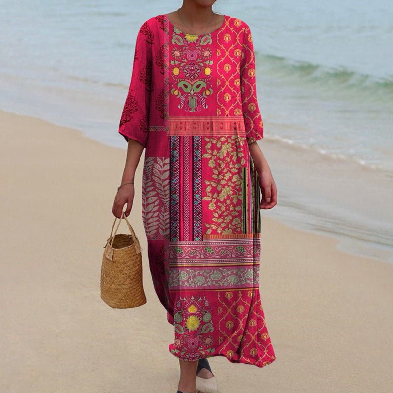 Ustinya - Elegant Loose Fitting Boho Maxi Dress