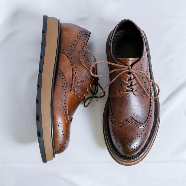 Alehan - Leather Derby Shoes With Lug Sole