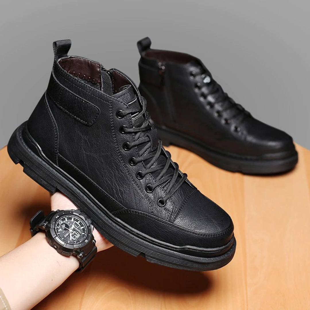 Patterson - Lace-Up Leather Ankle Boots