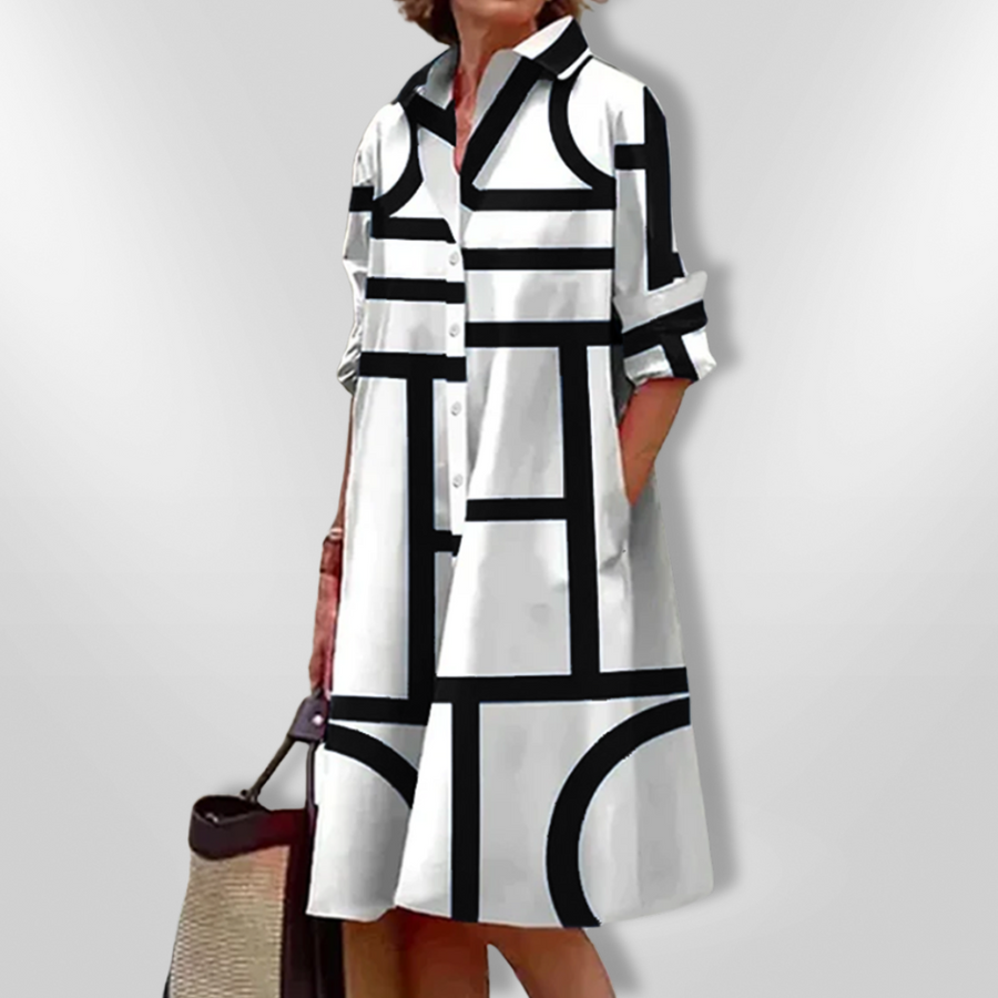 Lynna - Casual Midi Dress With Pockets And Button