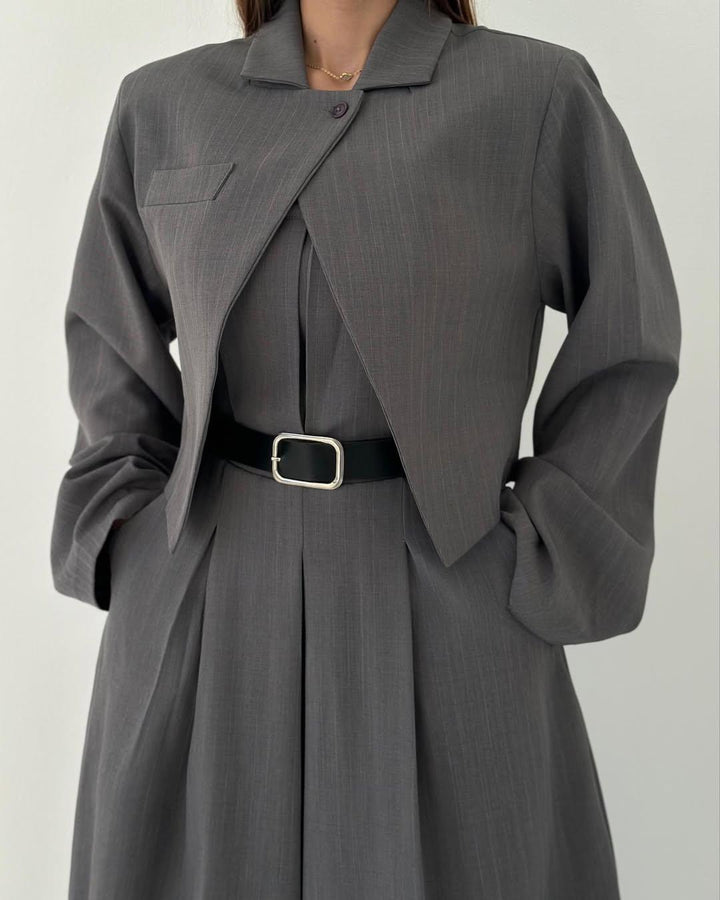 Lauralie - Strapless Jumpsuit Jacket Style Commuting Set