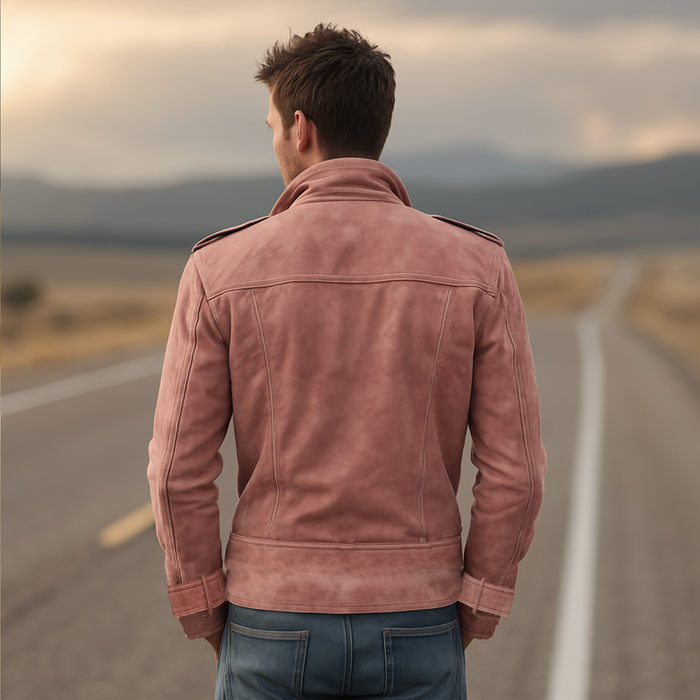 Momonosuke - Classic Retro Western Style Lapel Suede Double-Breasted Jacket