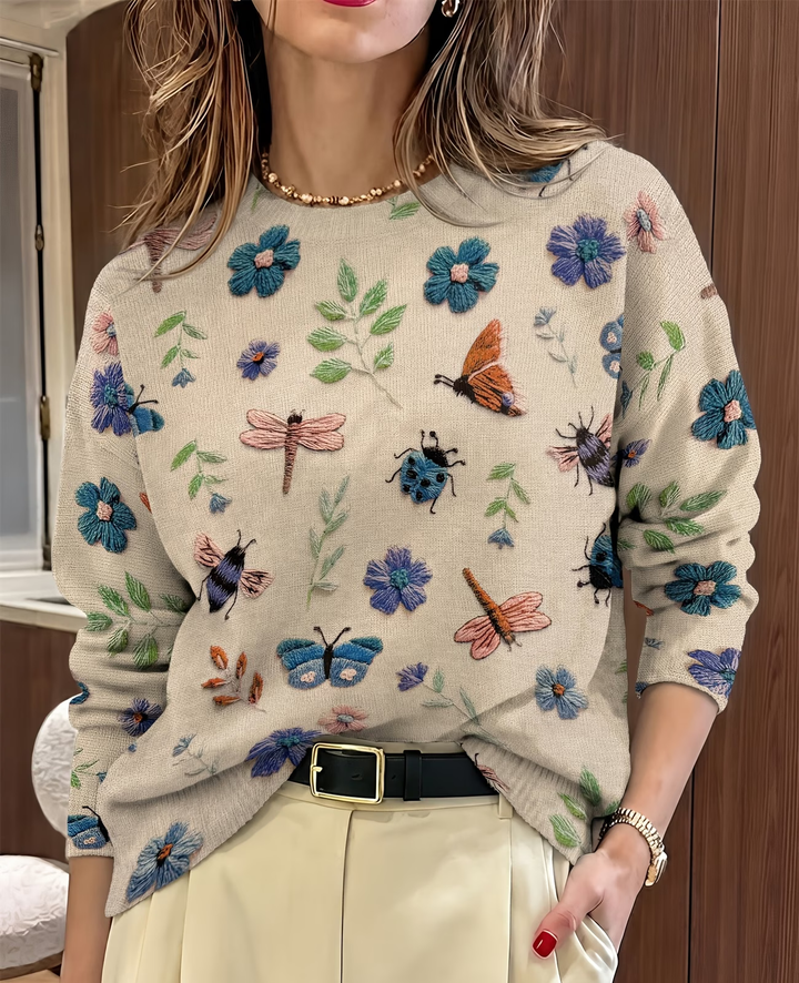 Neriita - Sweater With Floral and Insect Print