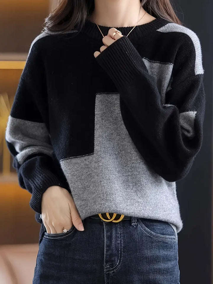 Gala - Elegant Long Sleeve Sweater With Geometric Pattern