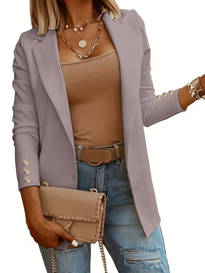 Tatjanita - Long sleeve Decorative Button Blazer