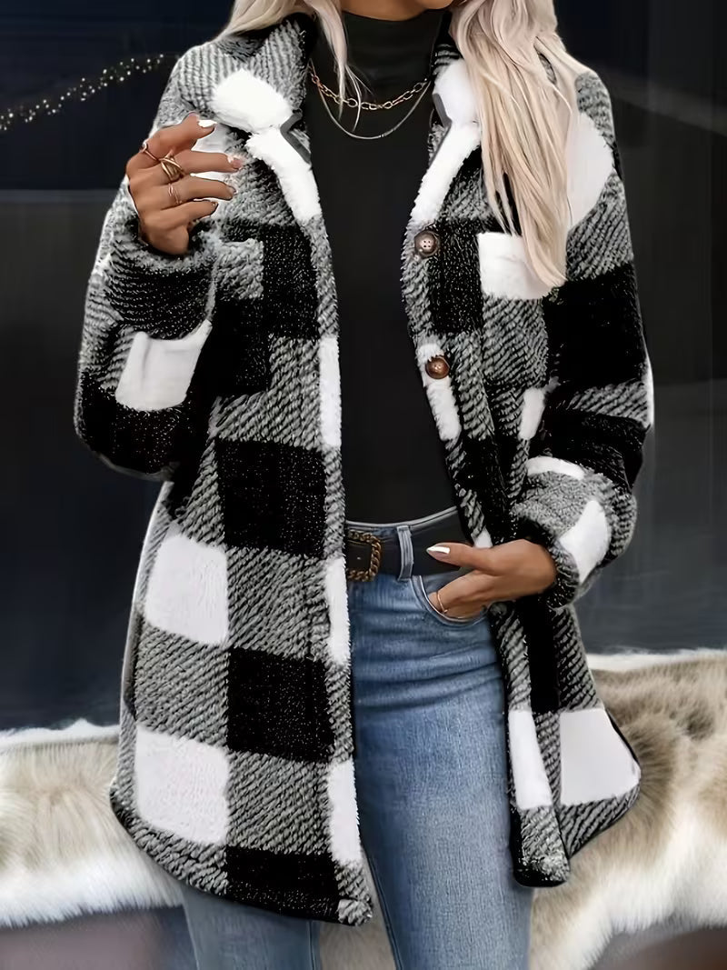 Amelena - Cross-Border Plaid Plush Jacket
