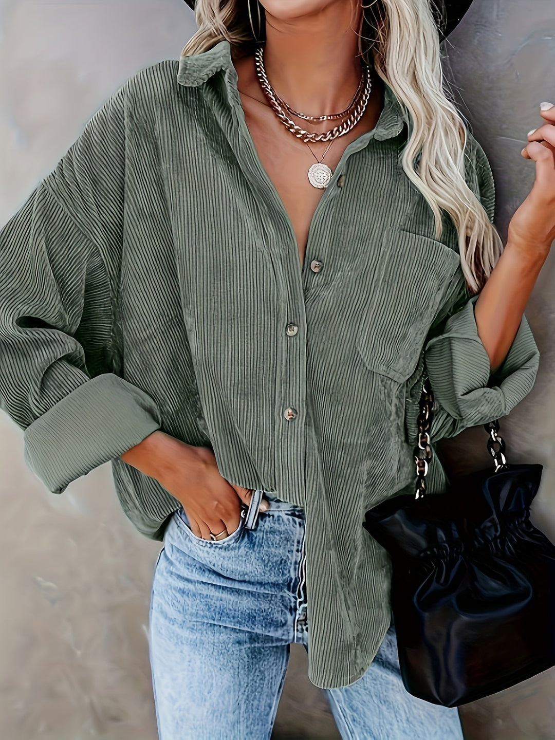 Magnius - Spring Long Sleeve Shirt With Pocket