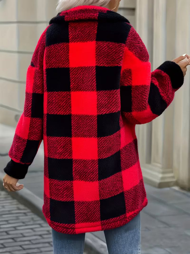 Amelena - Cross-Border Plaid Plush Jacket