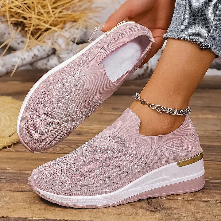 Josia - Rhinestone Butterfly Pattern Slip-on Sneakers