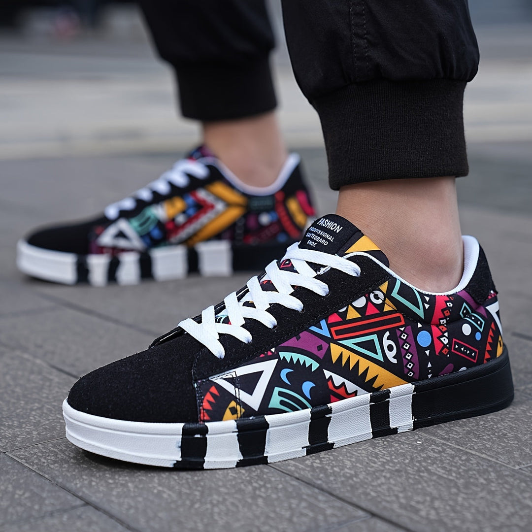 Nalson - Geometric Printed Lace-Up Sneakers