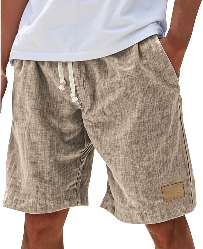 Alonz - Elastic Waist Linen Shorts