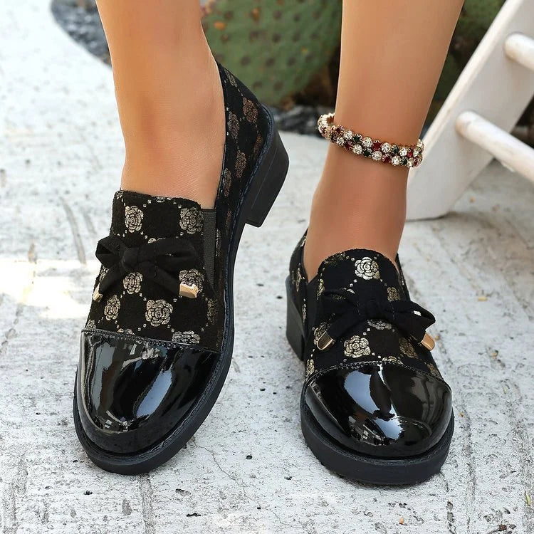 Azahra - Elegant Slip-On Loafers With Bow