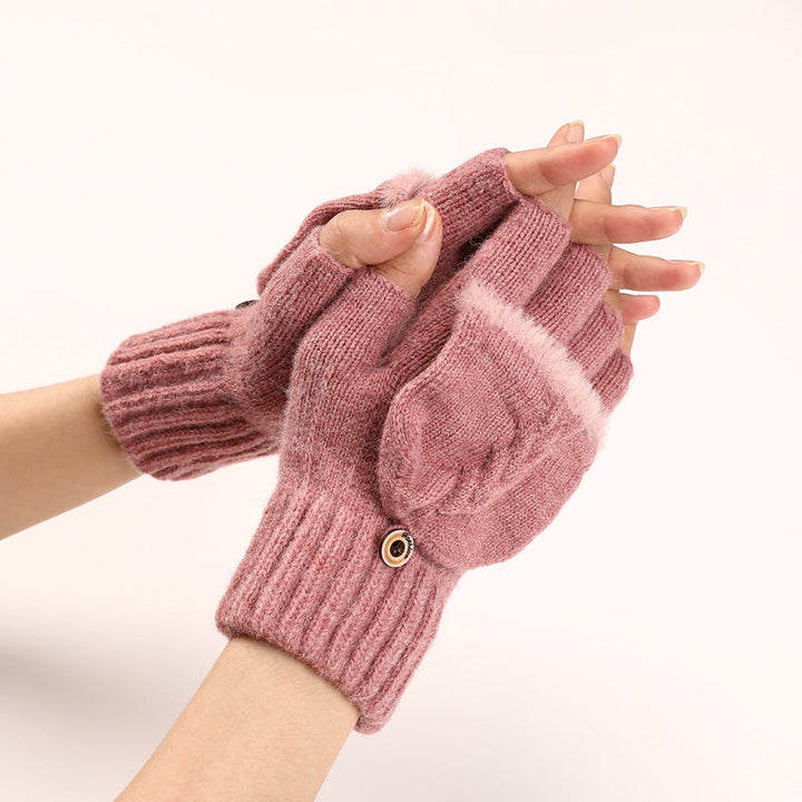 GloveGleam - Knitted Fingerless Flip Gloves