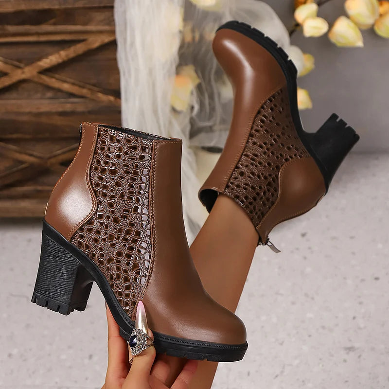 Yardenit - Chunky Heel Genuine Leather Boot