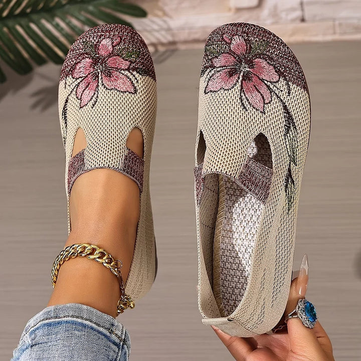 Martine – Breathable Floral Embroidered Knit Shoes