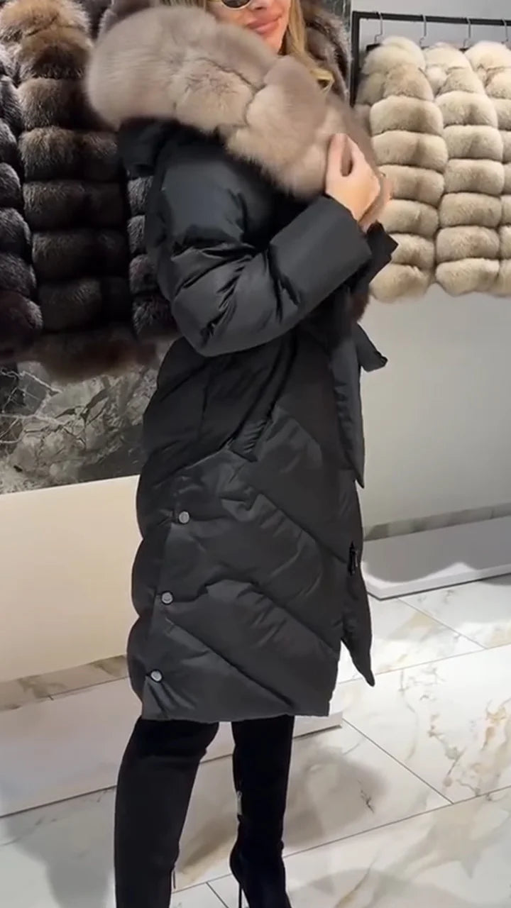 Nastasya - Casual Cotton Coat With Fur Collar