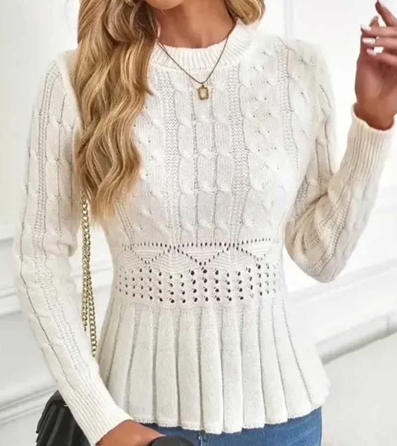 Olena - Knitted Sweater With Peplum Hem