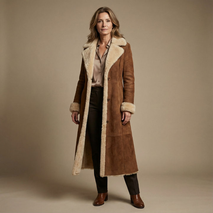 Zeeta - Long Vintage Coat With Faux Fur