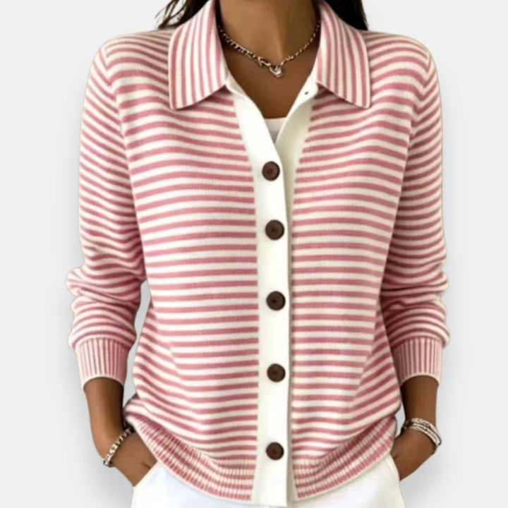 Talaoira - Striped Buttoned Cardigan