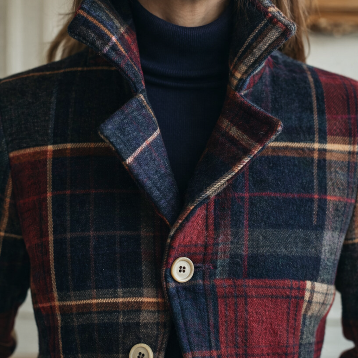 Meeran - Checked Coat with Collar
