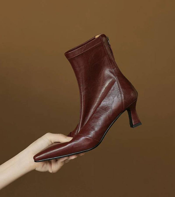 Sanduni - Leather Ankle Boot With Mid-Heel