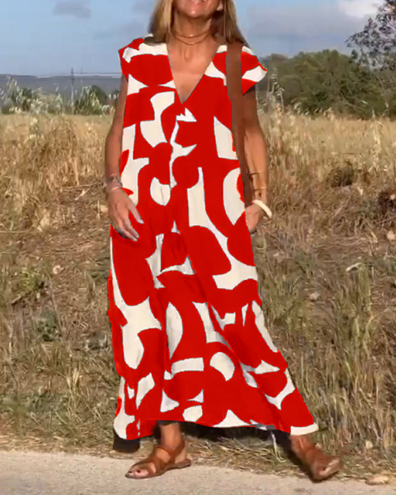 Sarinya - Printed Dress With V-Neck