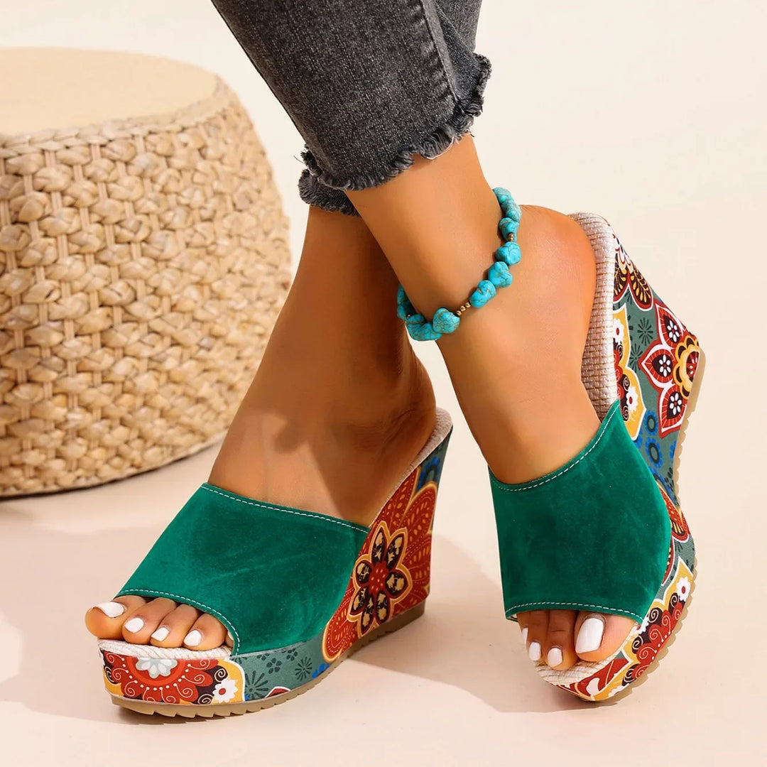 Laerke - Floral Print Wedge Sandal