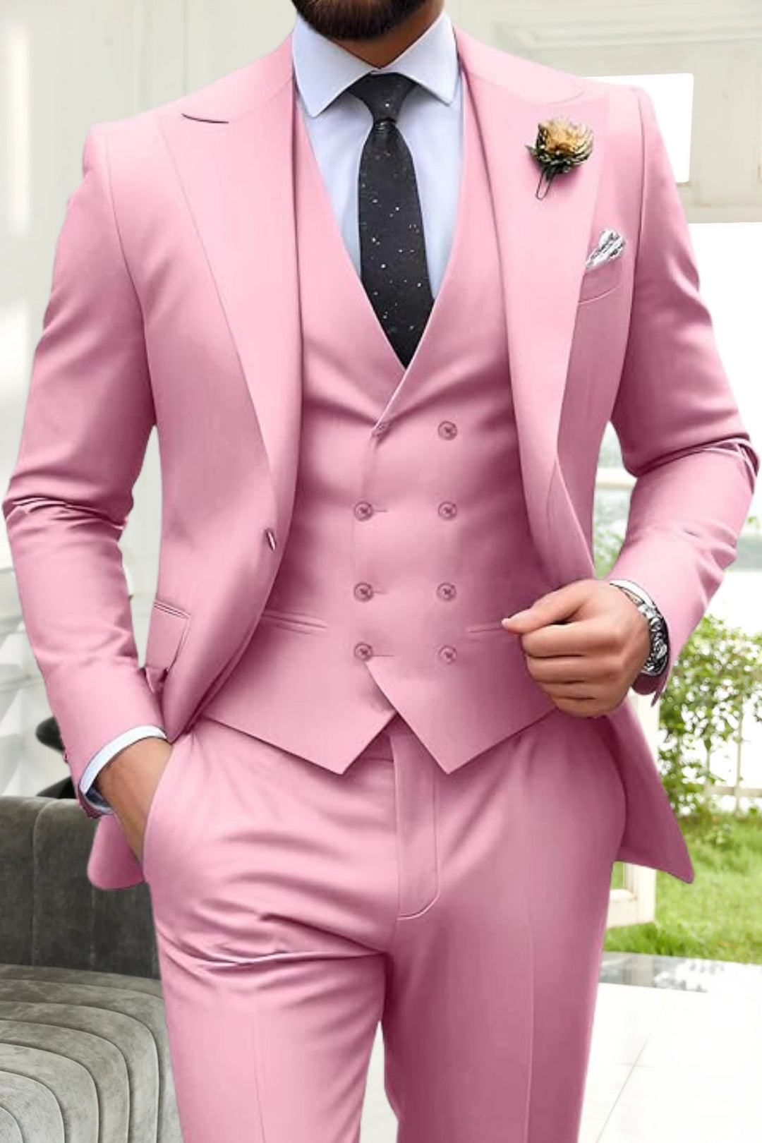 Gremist - Peak Lapel Slim Fit 3 Piece Suits