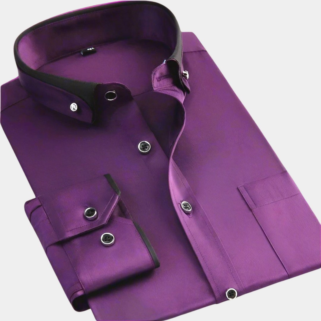Daarik - Long Sleeve Contrast Collar Dress Shirt