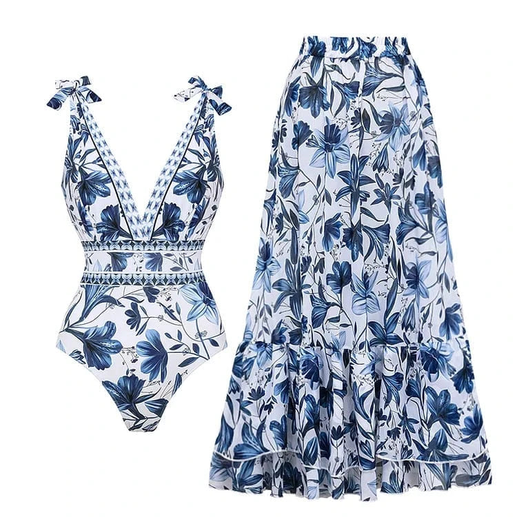 Kelda - Stylish Quick Drying Swimsuit With Skirt