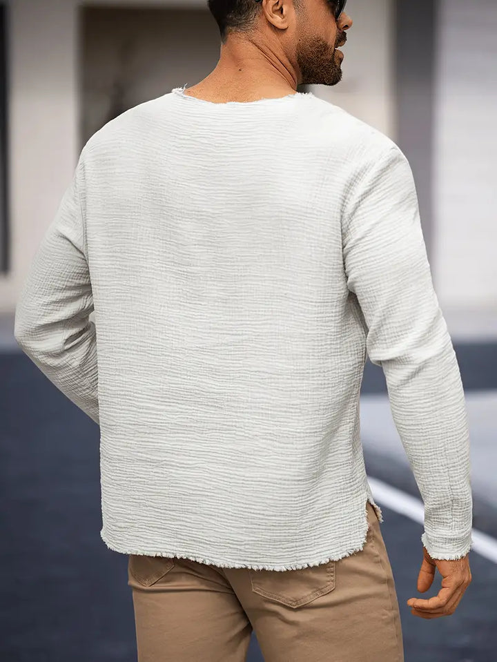 Demetrio - Casual Comfy Long Sleeve Shirt With V-Neck