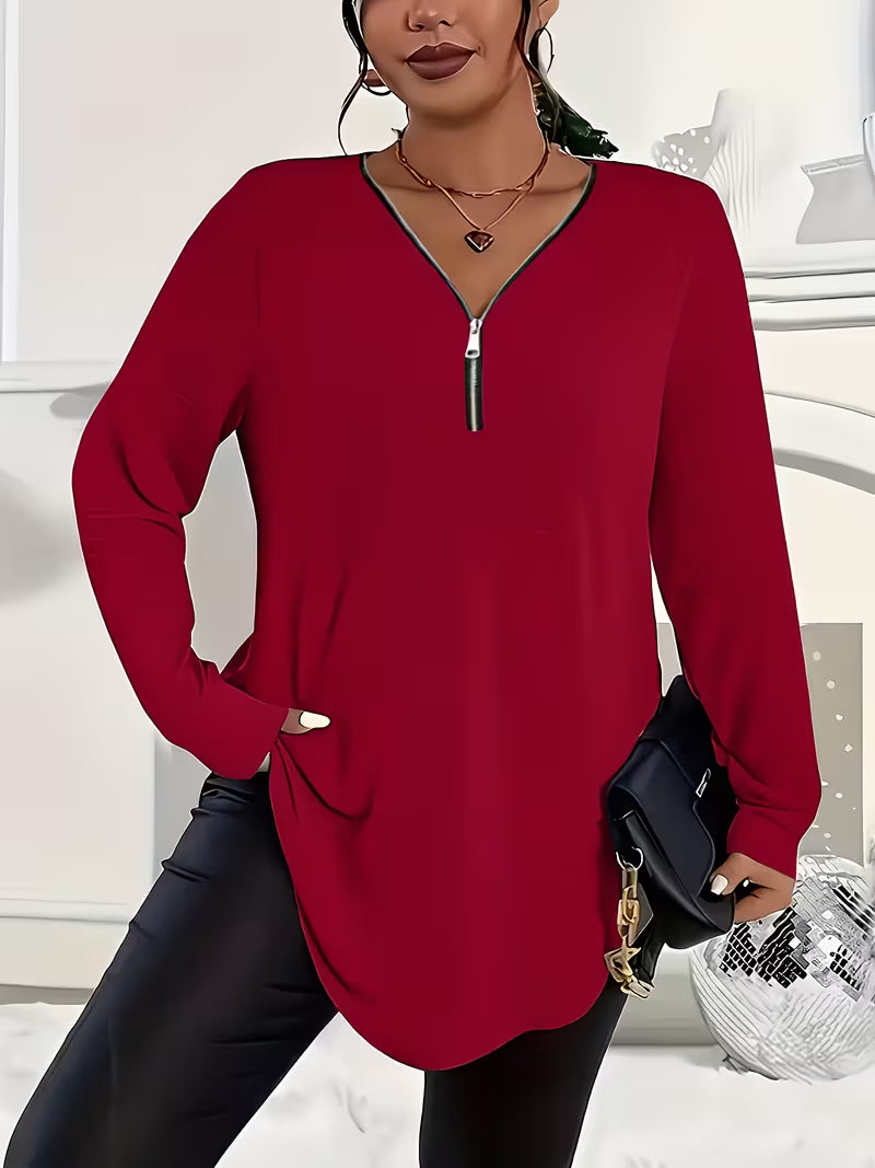 Liorah - Elegant Long Sleeve Zip-Up Shirt