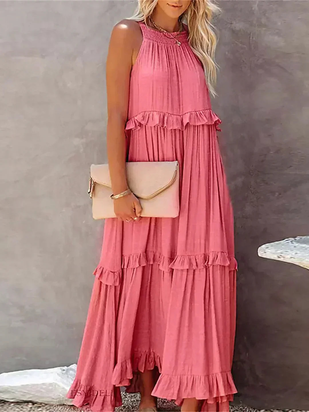 Hayley - Elegent Sleeveless Dress With Ruffle