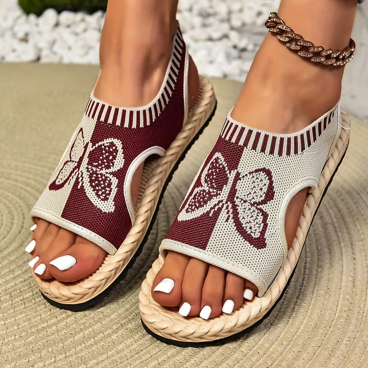 khulood - Comfortable Butterfly Pattern Flat Sandals