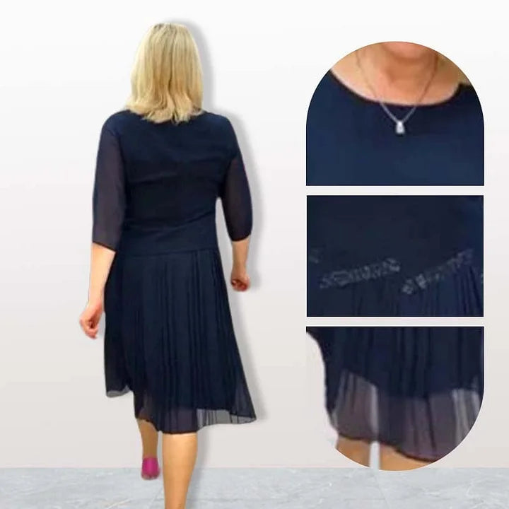 Kiernan - Elegant Round Neck Midi Dress
