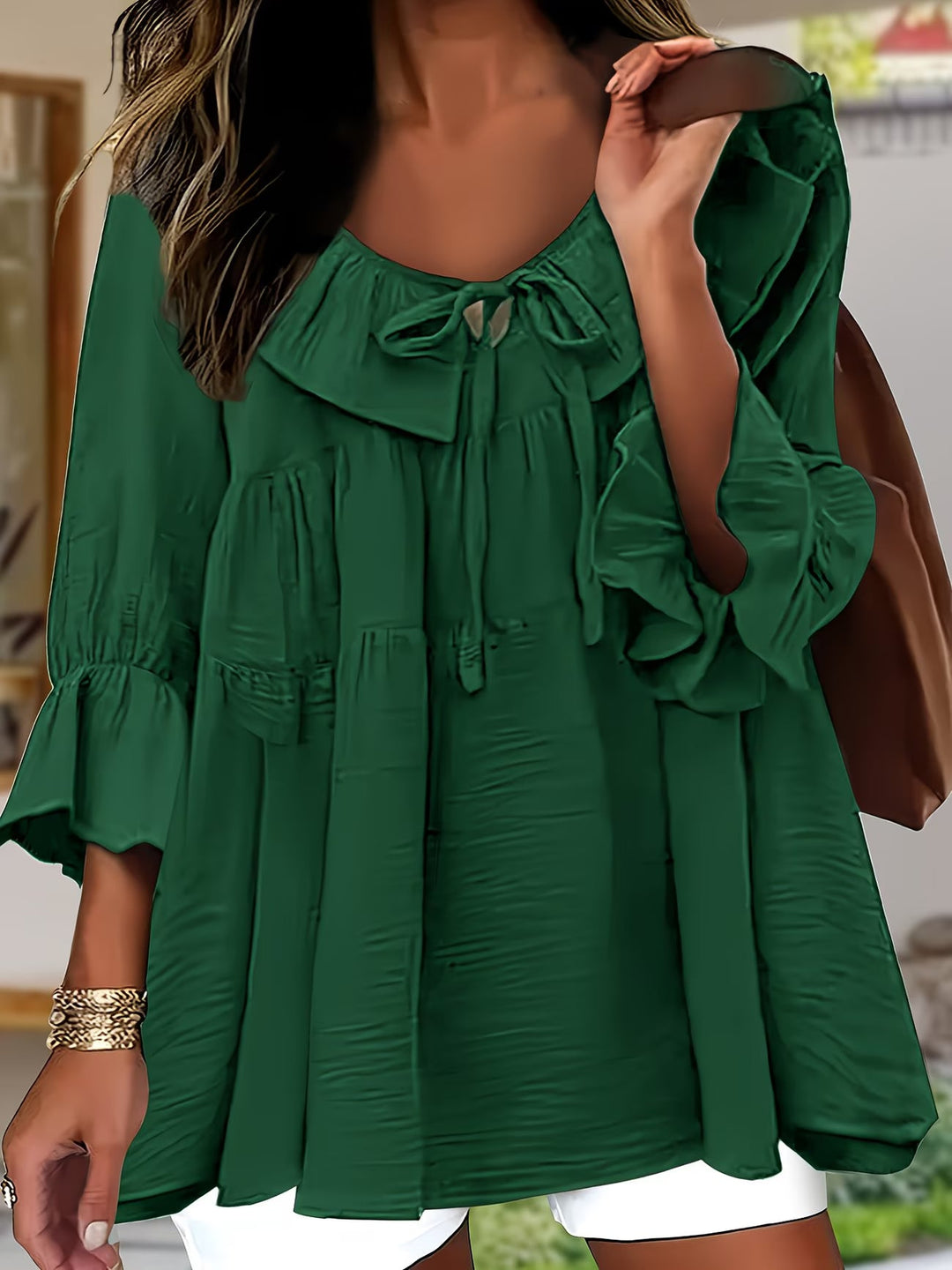 Garbine - Elegant Ruffle Neck Blouse