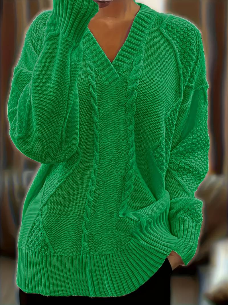 Tzvia - Casual V-Neck Knitted Sweater
