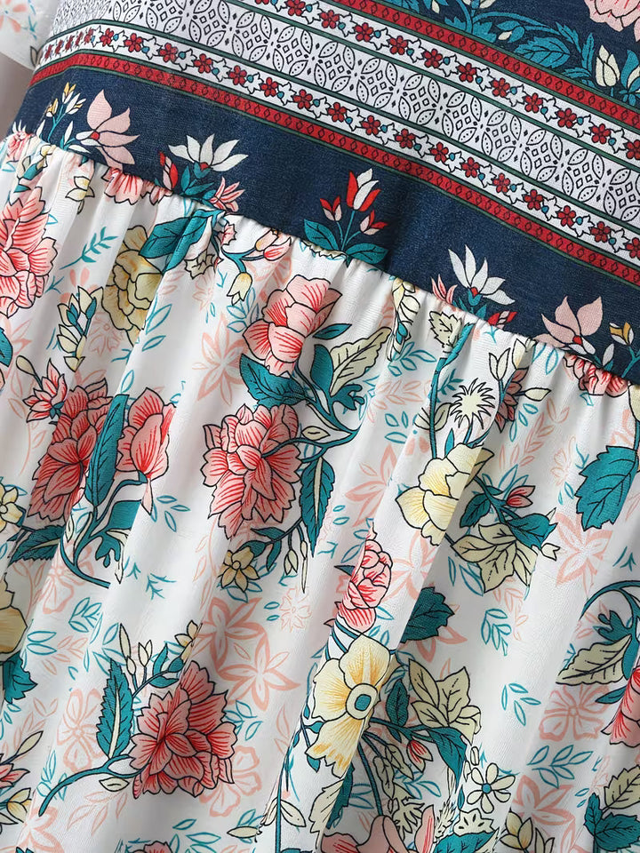 Lisan - Vintage Floral Print Dress with Pocket