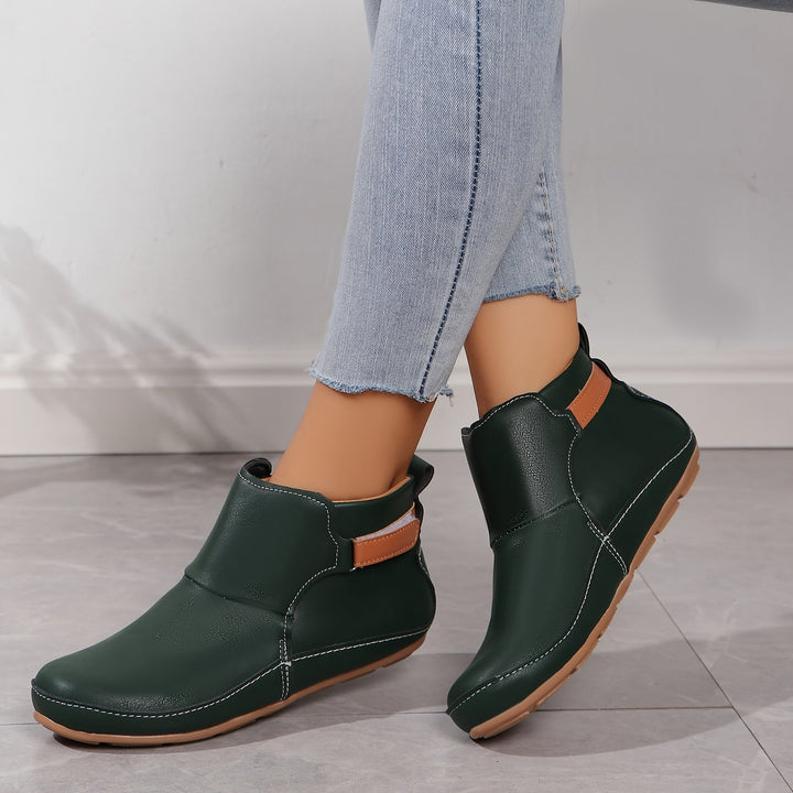 Elenya - Faux Leather Slip On Ankle Boots