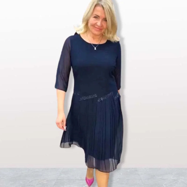 Kiernan - Elegant Round Neck Midi Dress