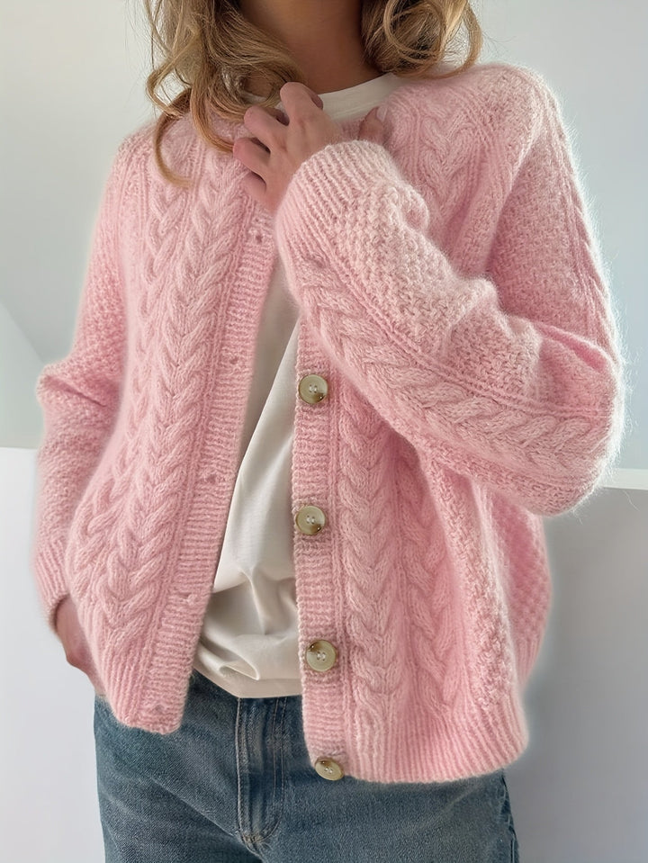 Dwina -  Cable Knitted Cardigan With Button